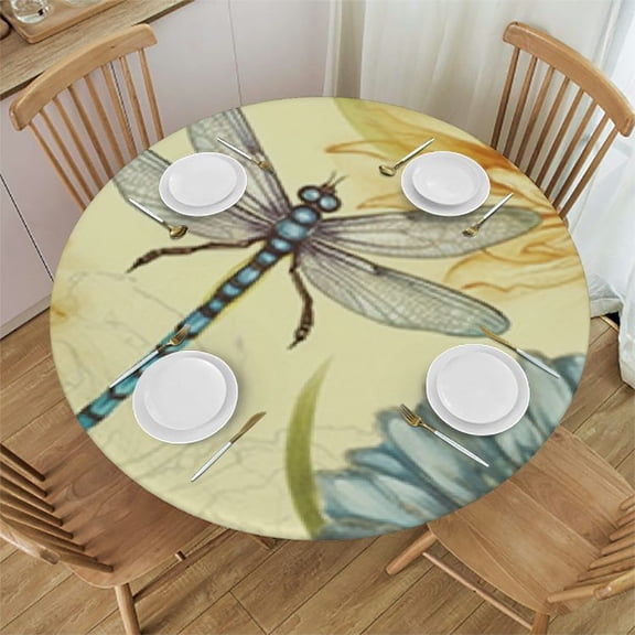 HAOXIT Round Tablecloth Cockleshell Fitted Table Cover Washable Tablecloths for Kitchen Dining Party 31-35