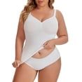 thumbnail image 4 of INSPIRE CHIC Tank Tops for Women Plus Size Tummy Control Seamless Bodyshaper V Neck Slimming Compression Cami Shapewear XL White, 4 of 5