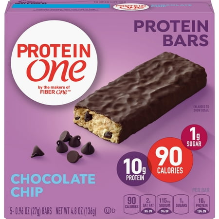 (2 Pack) Protein One 90 Calorie Chocolate Chip Protein Bar 5 ct, 4.8 (Best High Calorie Foods)