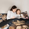 thumbnail image 5 of Manfei Woodland Wildlife Full Size Comforter Sets for Teens, Jungle Lion Print Bedding Comforter Set, Rustic Floral Reversible Bedding Sets, Breathable Home Decor, 3pcs, 5 of 8