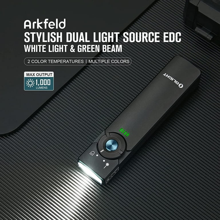 olight arkfeld 1000 lumens dual light source edc flashlight Summer 3 Flat (Blue) The smooth uniform lines of the Olight Arkfeld feel great in hand and looks coolon your instagram OLIGHT Arkfeld 1000 Lumens Dual