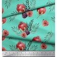 thumbnail image 2 of Soimoi Silk Fabric Leaves,Fig & Pomegranate Fruits Print Fabric by the Yard 42 Inch Wide, 2 of 3