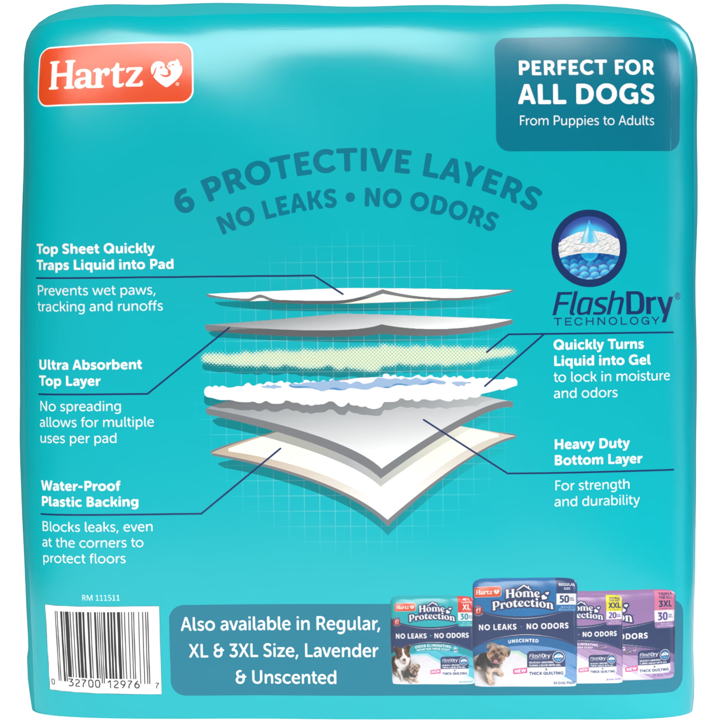Hartz Home Protection Super Absorbent Odor Eliminating Mountain Fresh Scented No Leaks Dog Pads, 2XL, 30in x 30in, 20 Count