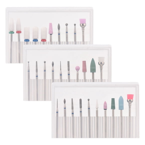 30pcs Nail Drill Bits Tungsten Steel Drill Bits Mini Cleaning Brush for Cuticle & Gel Nail Polish Removal Pedicure & Manicure Electric Nail Drill Replacement Drill Bit Set