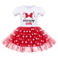 thumbnail image 3 of IBTOM CASTLE Baby Girls Birthday Outfit Polka Dots Leotard Dresses Fancy Dance Costume Halloween Cosplay Tutu Dress up with Ears Headband 12-18 Months White+Red-Birthday, 3 of 8