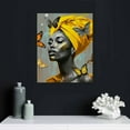 thumbnail image 4 of HENGT  African Canvas Wall Art Arican American Woman with Yellow Hair Colorful Butterfly Canvas Art Wall Decor Yellow Grey Decor for Living Room Bedroom Bathroom Home Decor Ready to Hanging, 4 of 4
