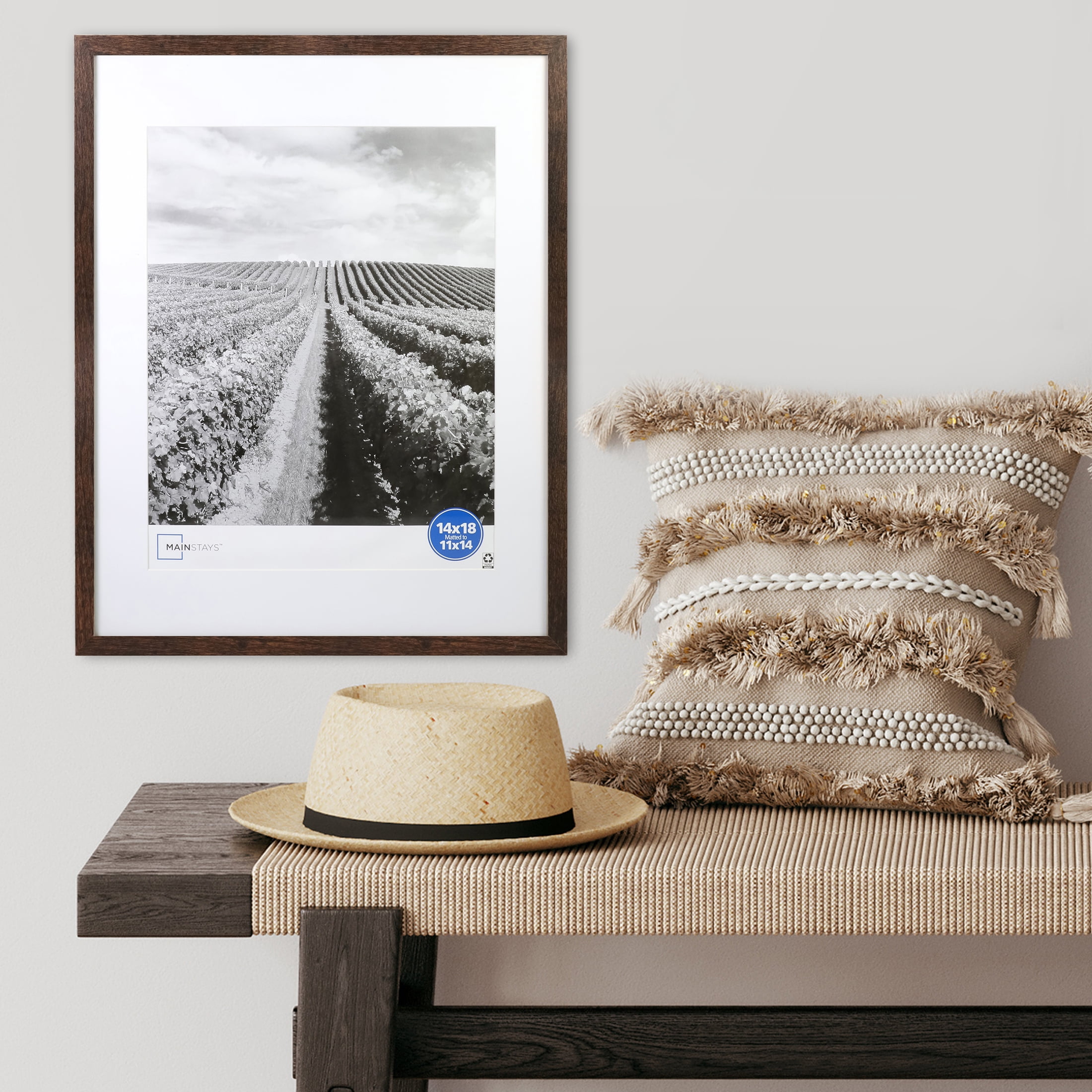 Mainstays 14x18 inch Matted to 11x14 inch Brown 0.5" Picture Frame - 2 Pack