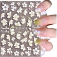 thumbnail image 2 of LINLIN 3D Embossed Spring Flower Nail Art Stickers Decals 5D Self-Adhesive White Floral Cherry Blossoms Nail Supplies Nail Art Design Decoration Accessories 4 Sheets, 2 of 7