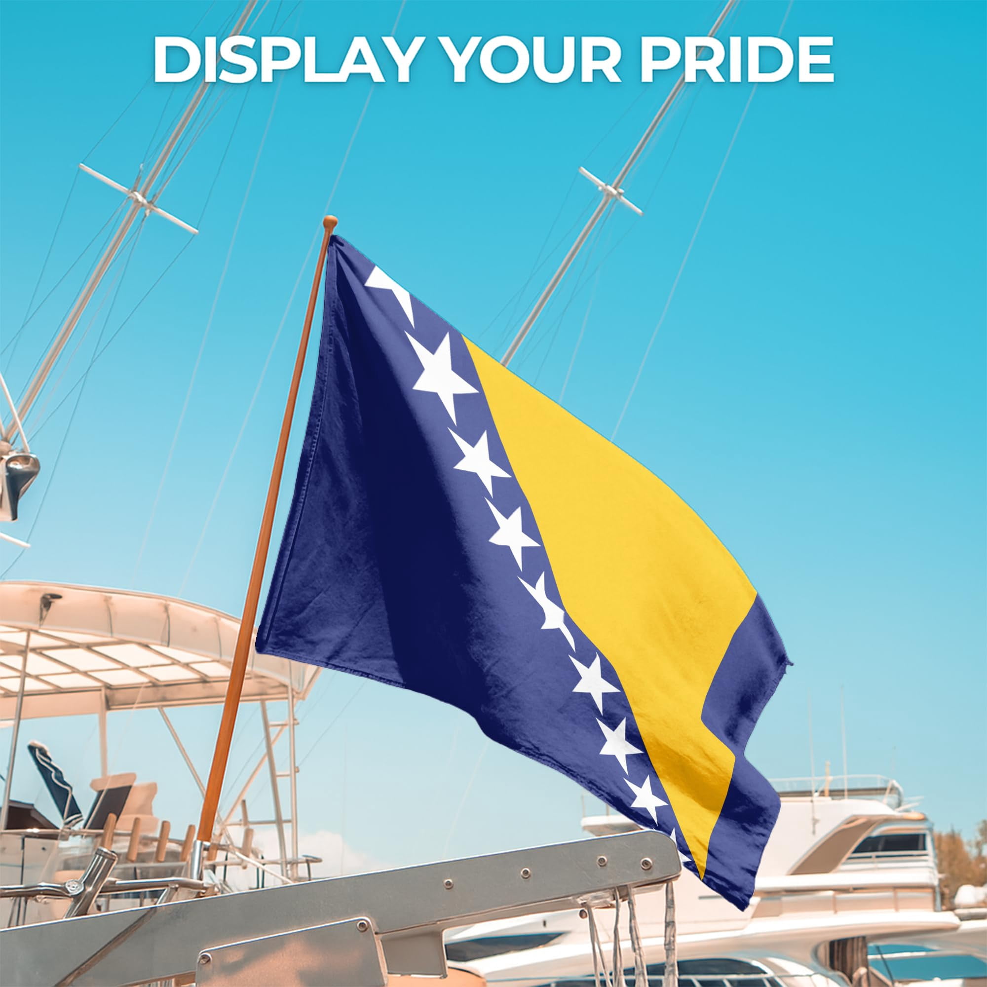 Bosnia and Herzegovina Outdoor Flag (5x8ft) by DreamController - Durable, Fade-Resistant Polyester, Double-Stitched, Brass Grommets - HD Printed Southern Europe Flag - Made in USA