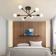 thumbnail image 4 of 6-Light Industrial Metal Semi Flush Mount Chandelier - Modern Ceiling Light Fixture (5 Colors Optional) for Bedroom, Dining Room, Living Room, Kitchen, Hallway, 4 of 8