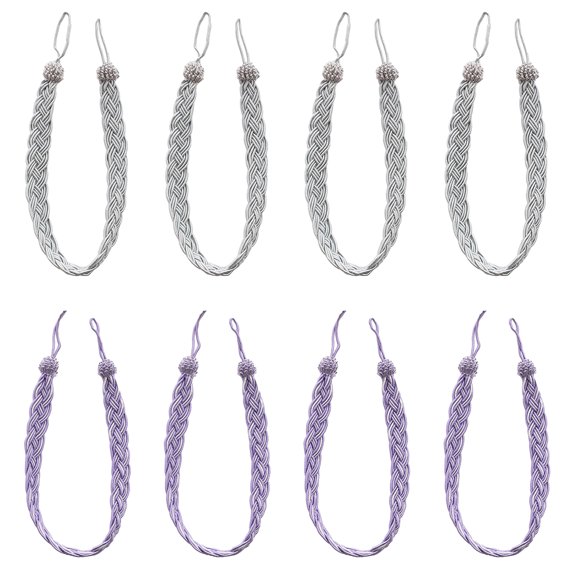 4 Pairs Hand Braided Curtain Tie Back, Buckle Holdback Drapery Curtain Tiebacks, 8 Rope Belt Curtain Tie Curtain Tiebacks