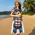 thumbnail image 4 of Sikiie Patriotic Boxing Bear Art Print Women's Short-sleeved Dress, Round Neck Slim Knee-length Dress, Summer Clothing Suitable for Daily Leisure and Vacation, 4 of 6