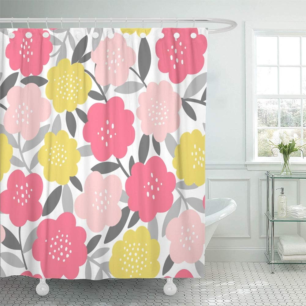 KSADK Trendy Floral Pattern with Simple Modern Flowers and Leaves in