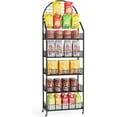 thumbnail image 1 of Asee'm 5-Tier Snack Rack Display Stand with Wheels, Retail Candy Cart Display Rack with Hooks, Metal Wire Retail Chip Shelf Organizer, Heavy Duty Snack Storage Stand for Store Kitchen Office (Black), 1 of 7