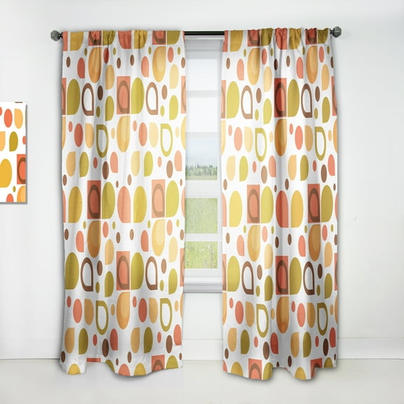Designart 'Abstract Geometric Retro IV' Mid-Century Modern Curtain Panel