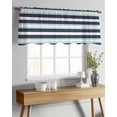 thumbnail image 4 of Aqua Navy Blue Striped Sheer Curtains Valances for Windows Modern Abstract Lines Geometric Chiffon Kitchen Valances for Cafe, Voile Window Treatments Curtains for Living Room Bedroom, 54"x18", 4 of 9