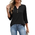 thumbnail image 4 of WIHOLL 3/4 Length Sleeve V Neck Blouses for Women Dressy Casual Spring Summer Tops Business Casual Resort Wear, 4 of 11