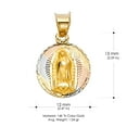 thumbnail image 3 of 14K Tri Color Solid Gold Diamond Cut Our Lady of Guadalupe Stamp Religious Charm Pendant with 0.8mm Box Chain Necklace - 24", 3 of 4