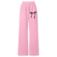 thumbnail image 5 of Grblisyd Girl's Bow Baggy Sweatpants Wide Leg Athletic Pants with Pockets Casual Drawstring Waist Back to School Trousers, 5 of 5