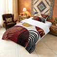 thumbnail image 2 of Manfei Boho Sun and Leaf Twin Comforter Sets, Mid Century Geometric Bedding Set, Red and Gold, Reversible 2-Piece, 1 Comforter and 1 Pillowcase, 2 of 6