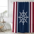 thumbnail image 4 of Navy Blue Red Stripe Bathroom Shower Curtains with 12 Hooks Polyester Waterproof Shower Curtain for Stalls and Bathtubs Coastal Nautical Rudder Farmhouse Decorative Bathroom Curtain 66x72 Inches, 4 of 9