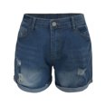 thumbnail image 4 of Pantalones cortos vaqueros desgastados para mujer tallas grandes - Pantalones cortos vaqueros casuales de cintura alta con estampado de agujeros - S-XXL, 4 of 5