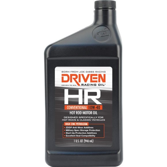 Driven Racing Oil Joe Gibbs Oil 03806 HR Series; SAE 10W40; Conventional; 1 Quart Bottle; Single