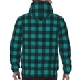 thumbnail image 7 of Picia Teal On Black Plaid Pattern Casual Men's Hoodie - Lightweight Hooded Sweatshirt with Kangaroo Pocket, Comfortable Pullover for Everyday, Travel-4X-Large, 7 of 7