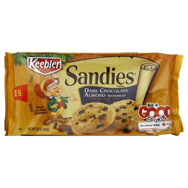 Keebler Sandies Dark Chocolate Almond Shortbread Cookies, 13 Oz