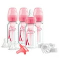 thumbnail image 1 of Dr. Brown's Natural Flow Anti-Colic Options+ Narrow Breast to Bottle Pump and Store Feeding Set with Slow Flow Nipples, Baby Bottle Travel Caps and 100% Silicone HappyPaci One-Piece Pacifier, Pink, 1 of 4