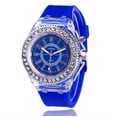 thumbnail image 1 of Children Students Sport Rhinestone LED Flashing Light up Color Changing White Silicone Jelly Watch, 1 of 8