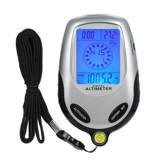 Graflsoa Multifunctional Outdoor Digital Altimeter with Compass, Barometer, Thermometer, Weather Forecast, Clock, and Calendar - ZD-2028, Black + Silver, No Battery Included