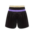 thumbnail image 2 of inlzdz Kids Boys MMA Shorts Kickboxing Fighting Shorts Martial Arts Muay Thai Boxing Trunks Sportwear Light Purple&Gold 14, 2 of 3
