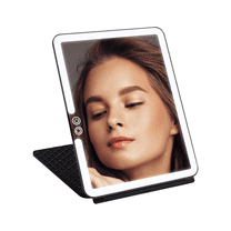 Impressions Vanity Fleur Touch Pad Tri Tone LED Makeup Mirror with Flip Cover and Touch Sensor (Black)