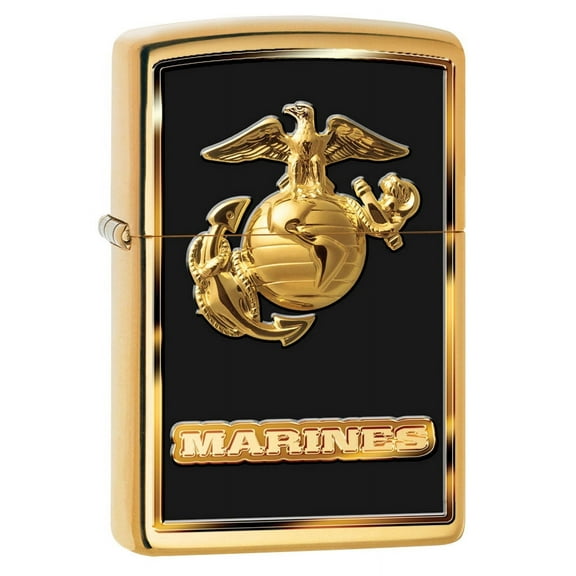 Zippo Lighter: USMC Marines Logo - High Polish Brass 80950