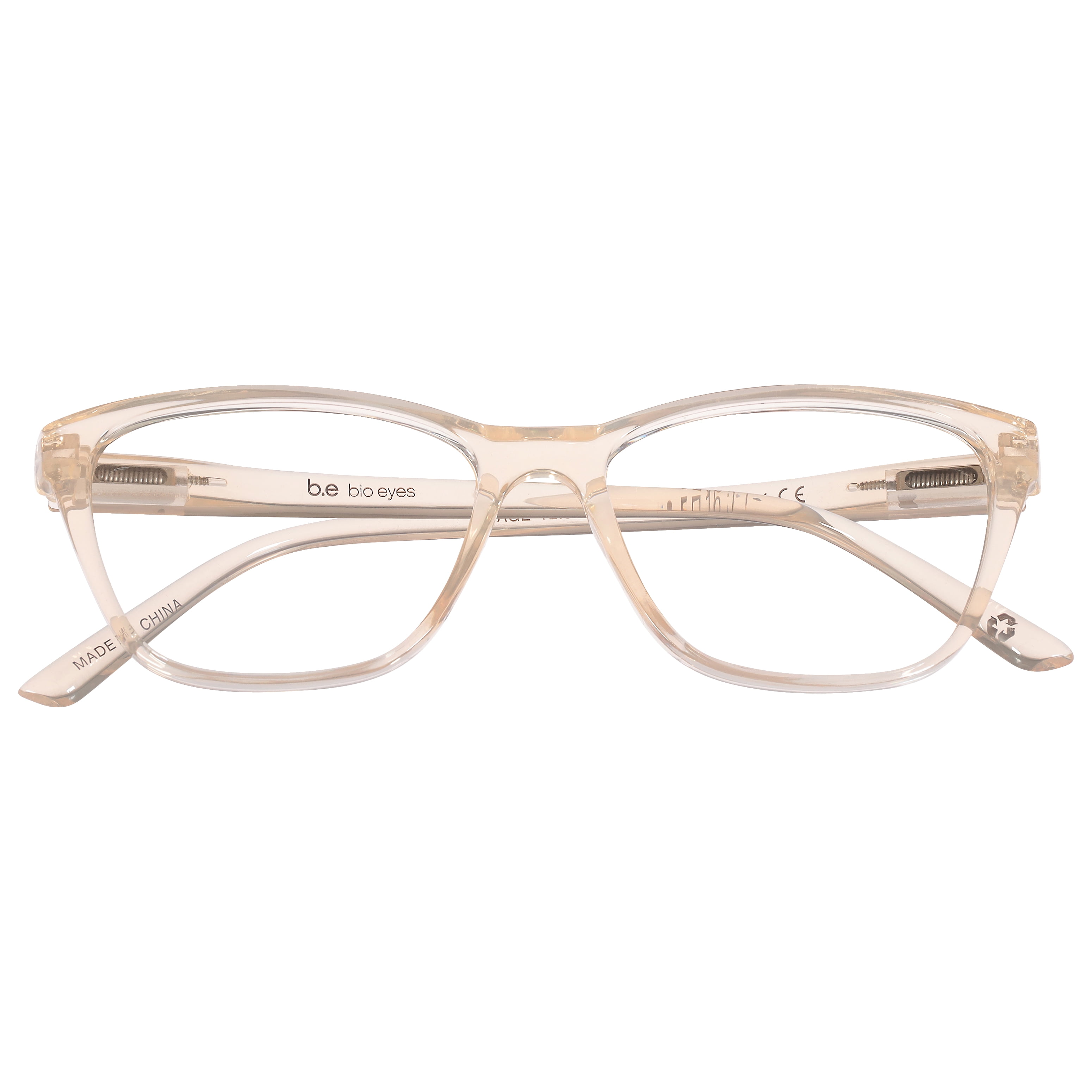(2 pack) B.E Bio Eyes Womens Cateye Reading Glasses Made from Recycled Plastic Sage +1.75 in Nude