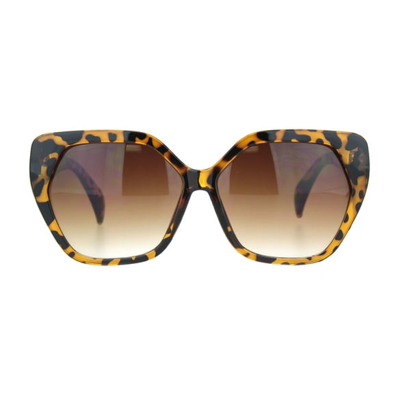 Womens Mod Plastic Squared Butterfly Chic Sunglasses Tortoise Gradient Brown