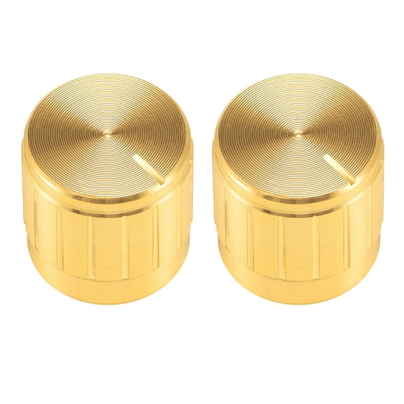 2Pcs 17x 17mm Aluminium Alloy Potentiometer Rotary Knob Gold Tone