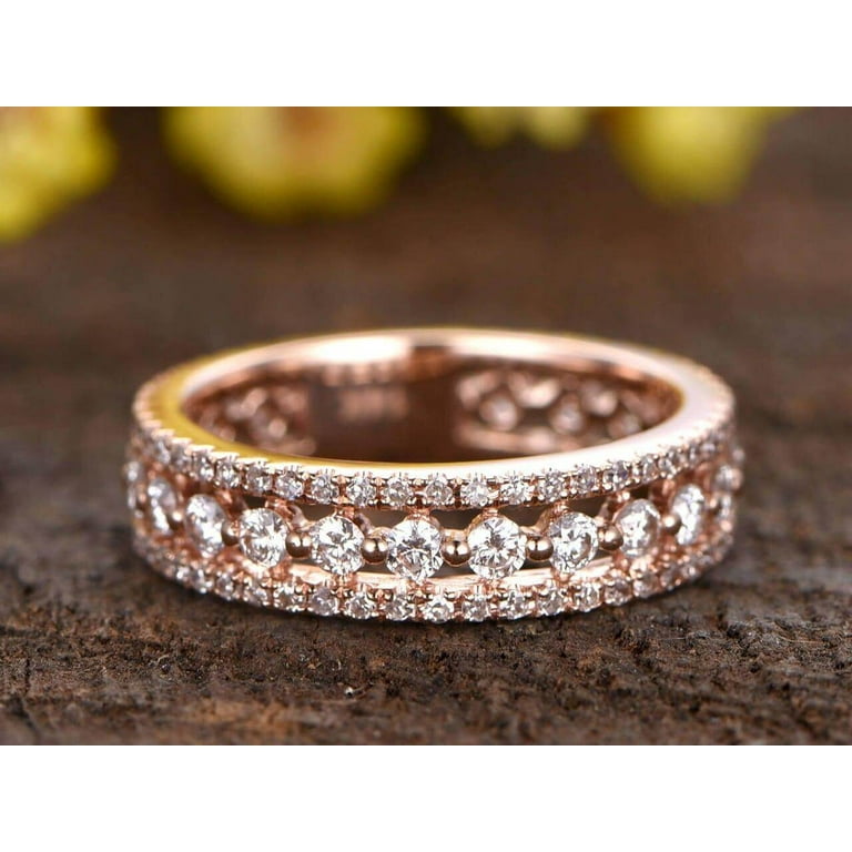 Carat Full eternity Moissanite Diamond wedding band Three row