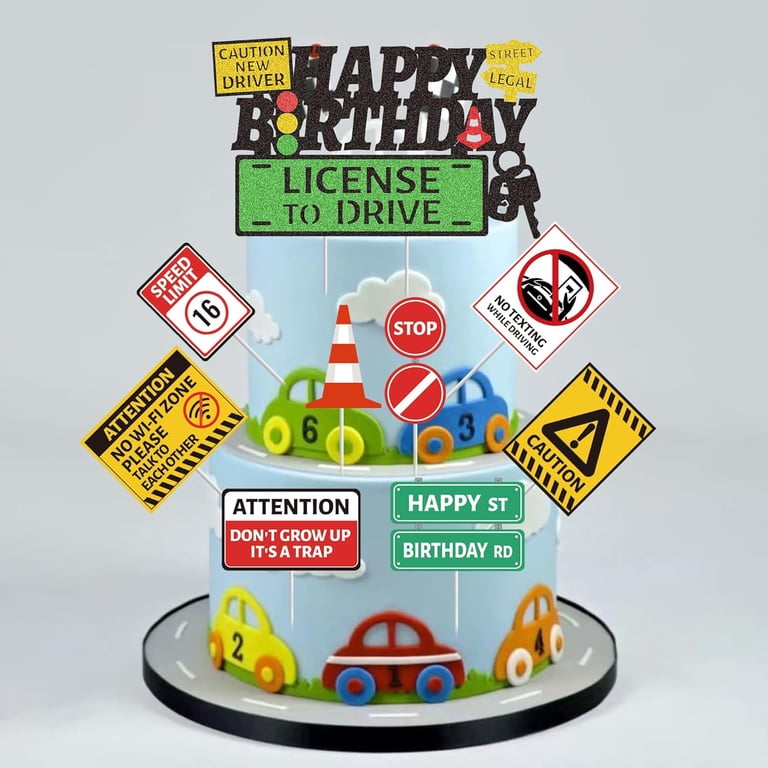 "Licensed To Drive" Cake Topper – Rose Gold, 16th Birthday Or New Driver Party Decor, Pre-Assembled