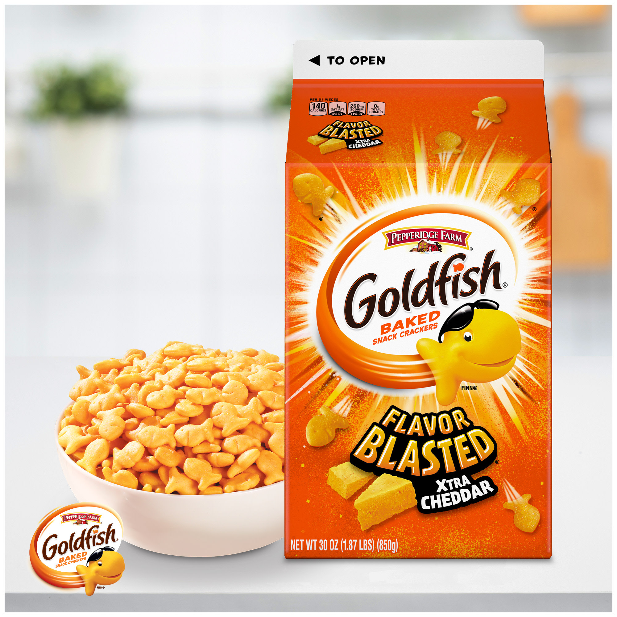 Goldfish Flavor Blasted Xtra Cheddar Cheese Crackers, Baked Snack Crackers, 30 oz Carton - image 4 of 12