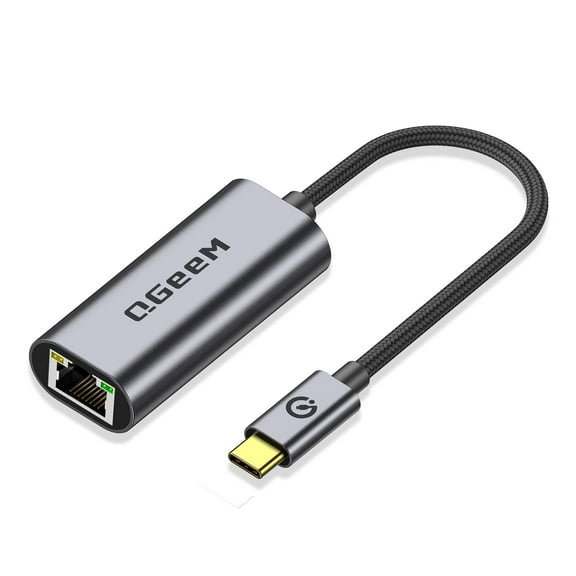 USB C to Ethernet Adapter, QGeeM USB Type C to Ethernet Gigabit Adapter, Thunderbolt 3 to RJ45 LAN Network Portable Cable Adapter Compatible with MacBook Pro/Air,iPad Pro,Dell XPS
