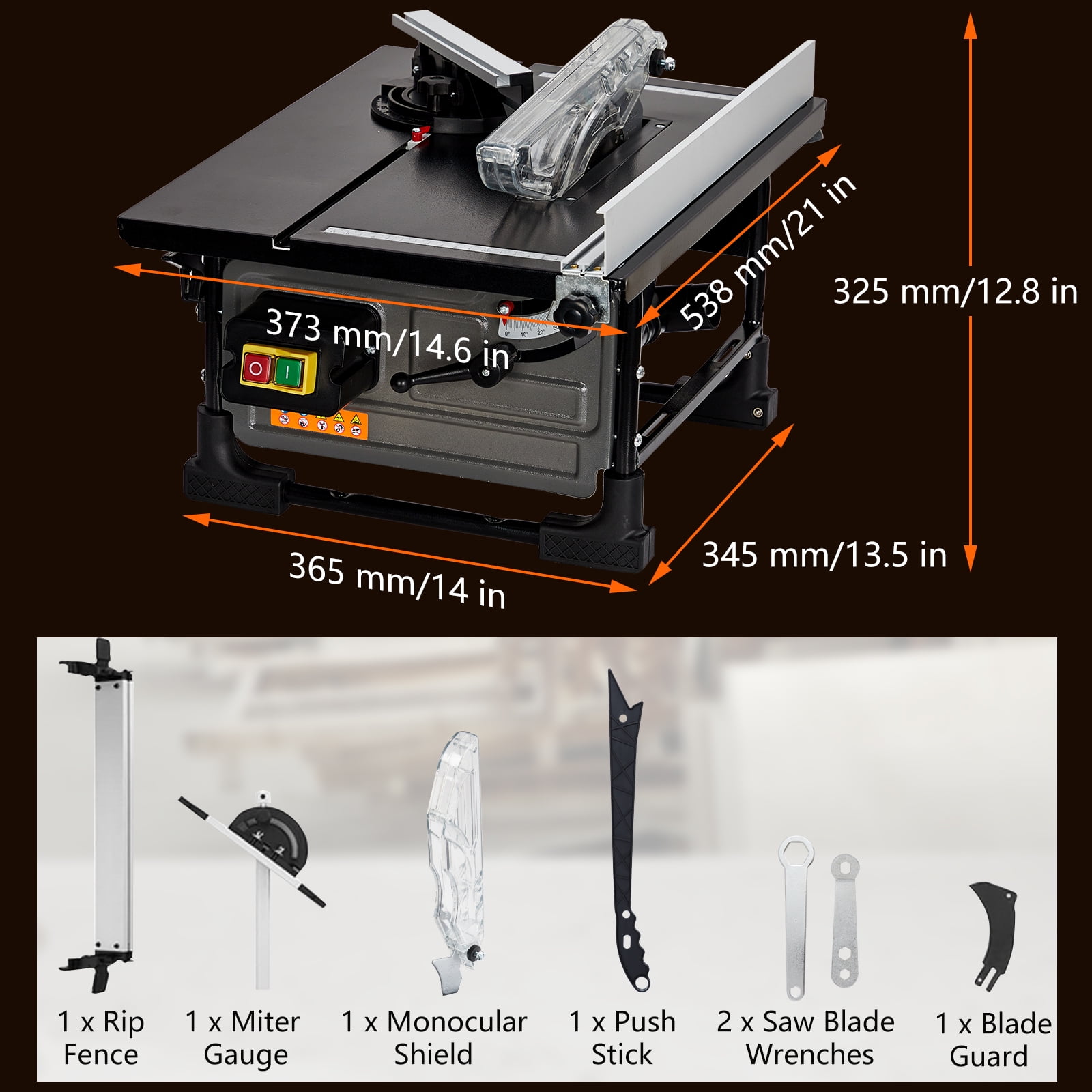 Trilenars Compact 8-Inch Table Saw for Jobsite – 24T Blade, Sliding Miter Gauge – Ideal for DIY Woodworking & Furniture Making