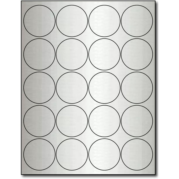 Silver Foil 2" Round Labels for Laser Printers 10 Sheets / 200 Labels