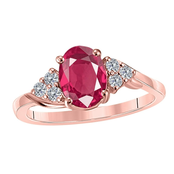 AoneJewelry Ruby Gemstone Engagement Rings for Women |10K Rose, White & Yellow gold 1.5 Carat Red Color Round Cut Prong Setting Genuine Diamond