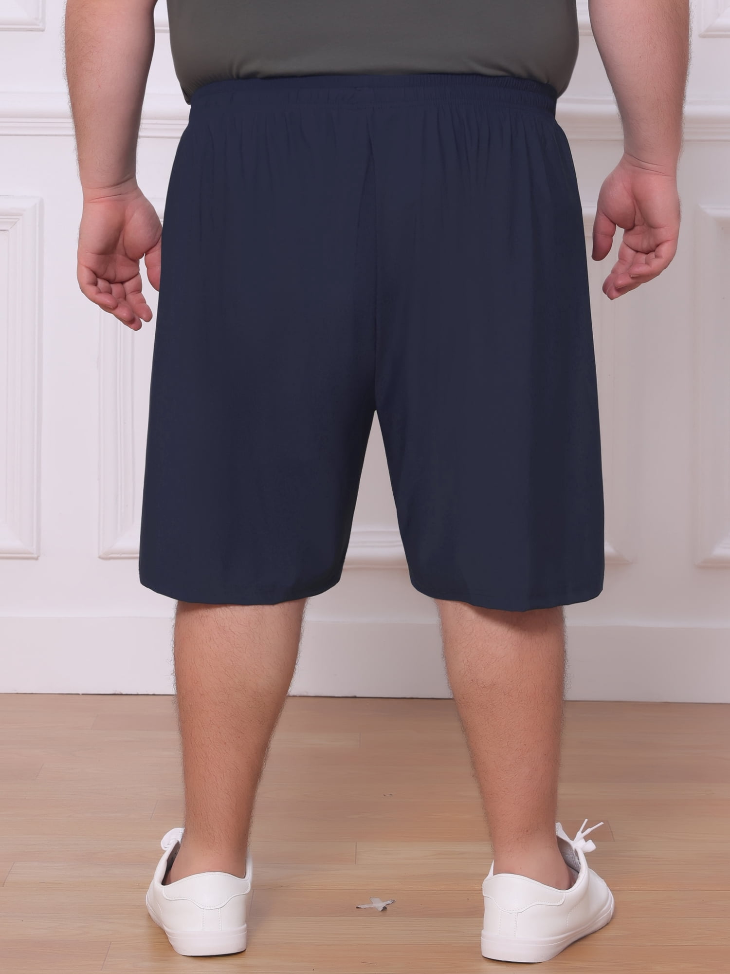 DARING DIVA Men's Zipper Pockets Above Knee Drawstring Waist Sport Shorts XL Navy Blue