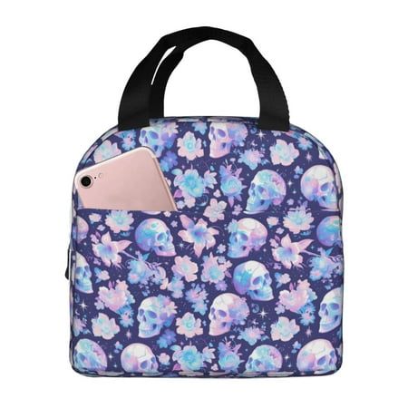 Insulated Lunch Bag for Women Men - flower Skull starry sky Leakproof Cooler Lunch Box for Women Men  Lunch Tote Bags for Work School Picnic Travel