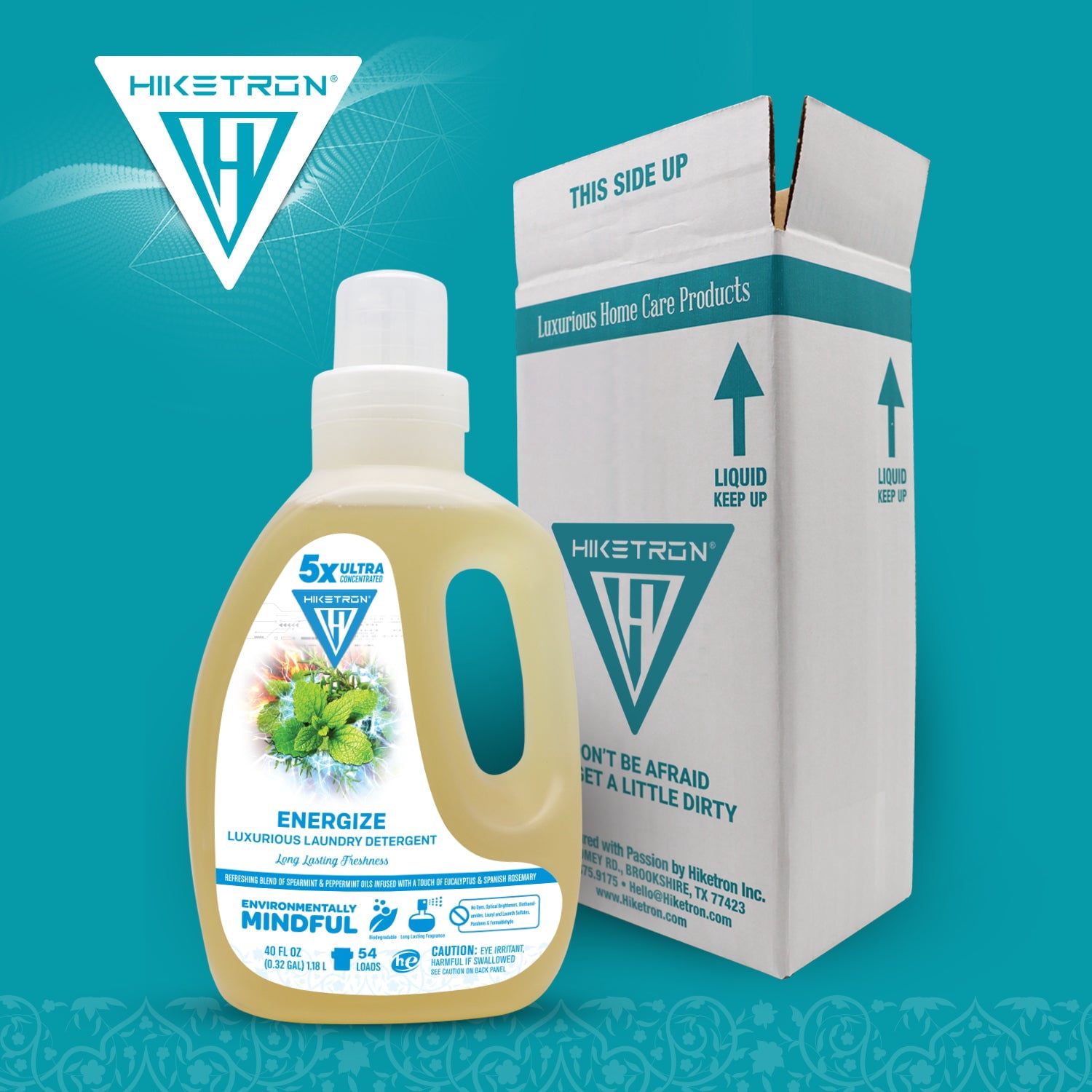 Hiketron | Energize | Long Lasting Scented Liquid Laundry Detergent | Ultra Concentrated | Machine Friendly | Stain Remover | 2 Pack (80 fl oz, 54 Loads)