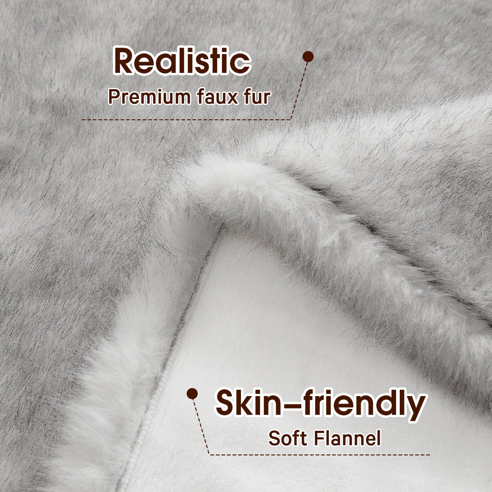 PMONPA Electric Heated Blanket, 61"×81" Faux Fur Heated Blanket for Adult, Fast Heating with 4 Hours Auto Shut Off Timer, Black & White