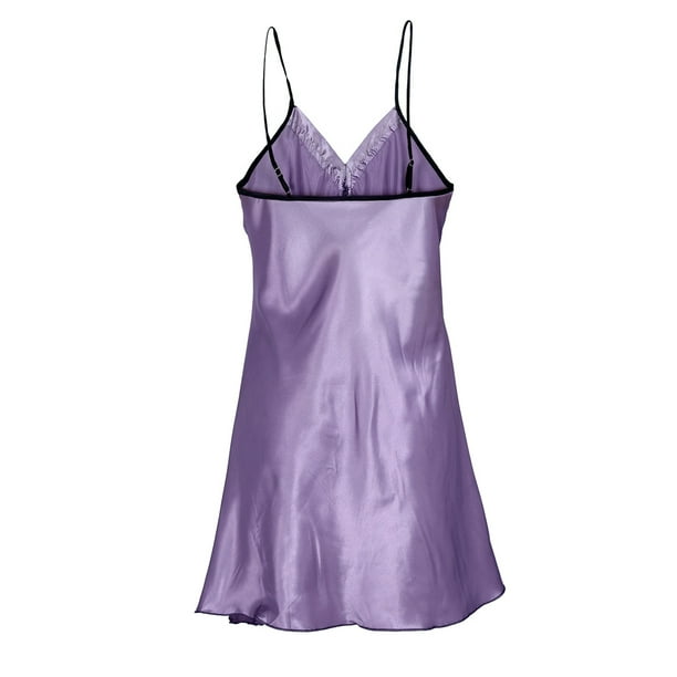 INSPIRE CHIC Women Satin Floral Lace Trim Sleepwear Nightgown Pajama Slip Dress Lavender-Lace XL - Walmart Business Supplies INSPIRE CHIC Women Satin Floral Lace Trim Sleepwear Nightgown Pajama Slip Dress Lavender-Lace XL - Walmart Business Supplies